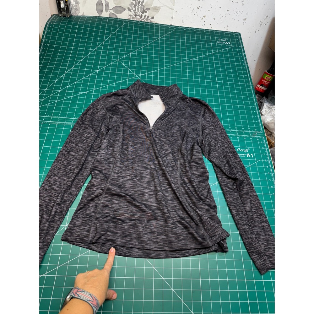 Slazenger Golf Womens Quarter Zip Pullover Gray Space Dye Heather Athletic Top M